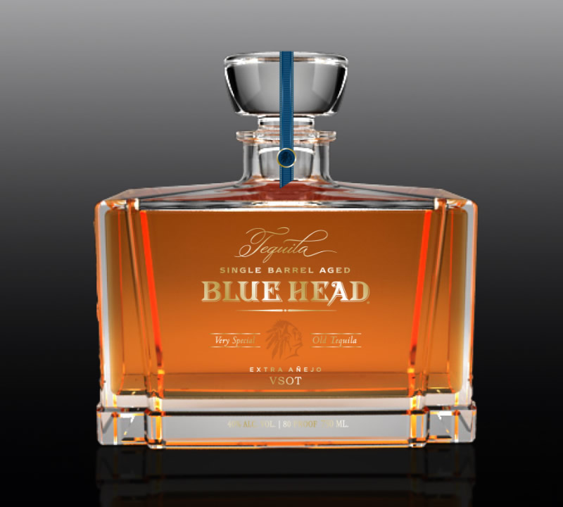 Blue Head Tequila Packaging Design & Logo Extra Añejo