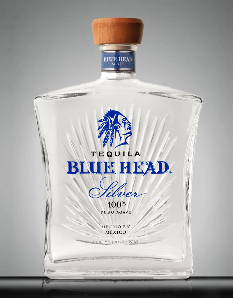 Blue Head Tequila Packaging Design & Logo Silver
