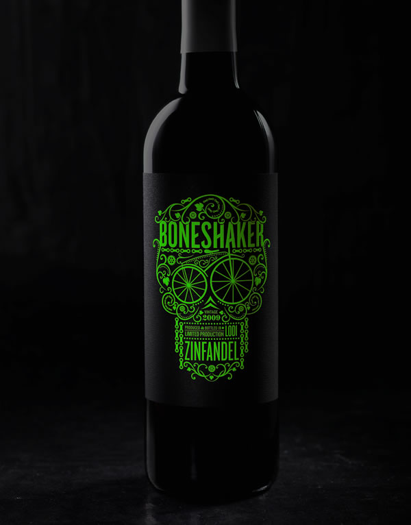 Boneshaker Wine Packaging Design & Logo Glow-in-the-Dark Label