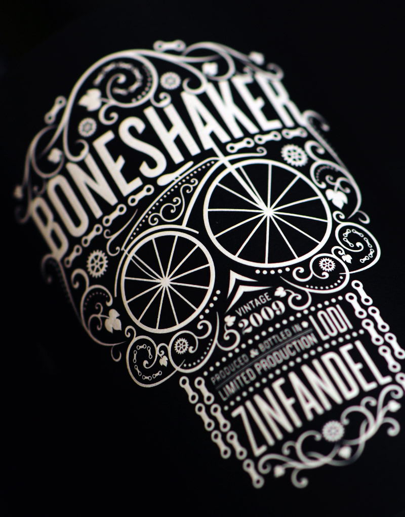 Boneshaker Wine Packaging Design & Logo Label Detail