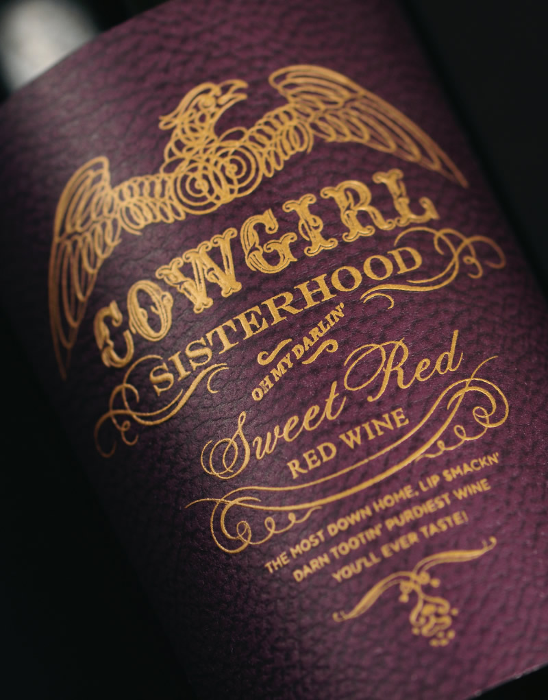 Cowgirl Sisterhood Wine Packaging Design & Logo Label Detail