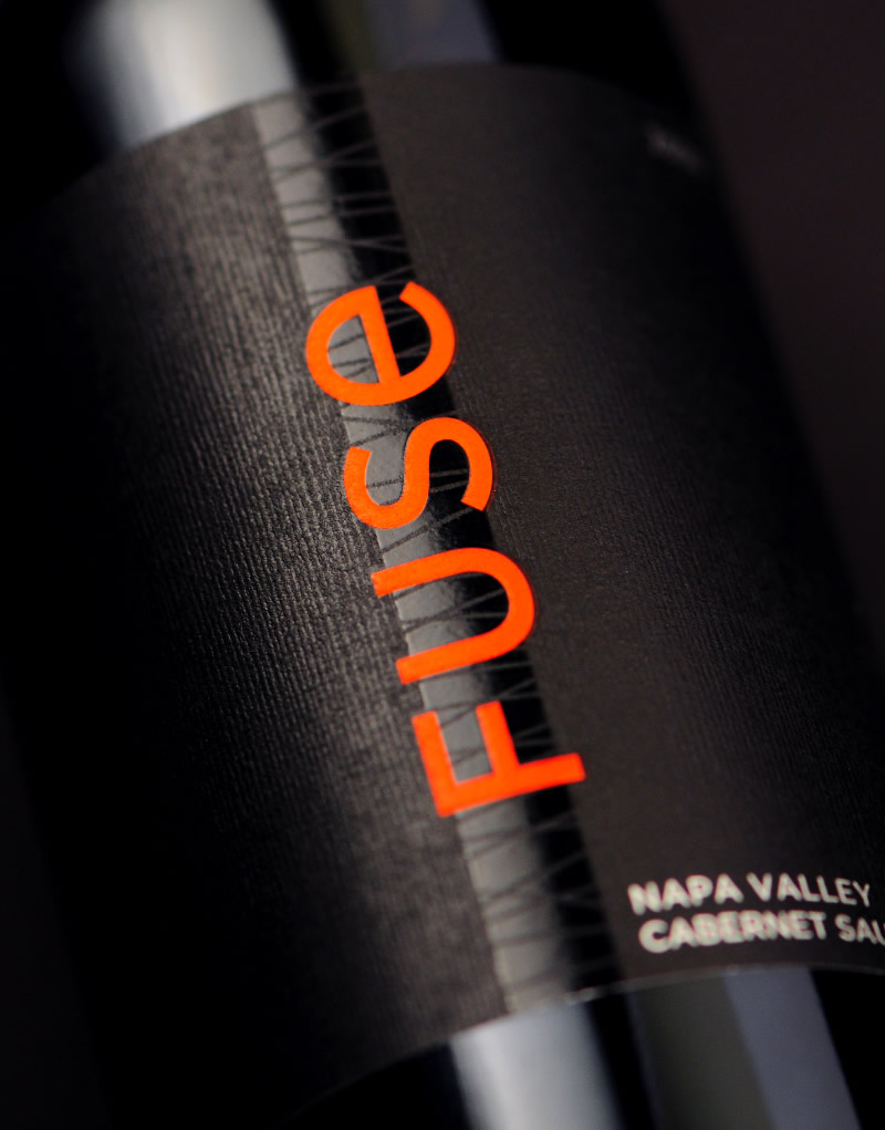 Fuse Wine Packaging Design & Logo Black & Red Design Label Detail