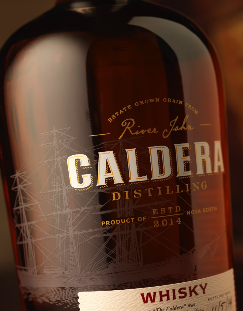 Caldera Distilling Whisky Packaging Design & Logo Bottle Detail