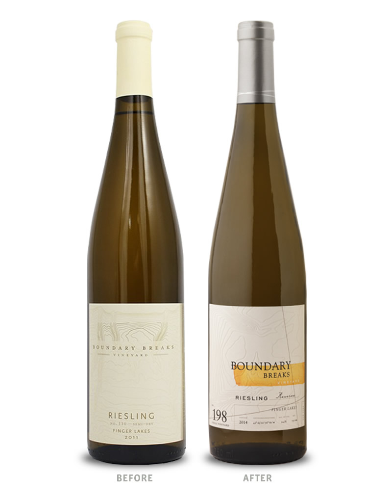 Boundary Breaks Wine Packaging Before Redesign on Left & After on Right