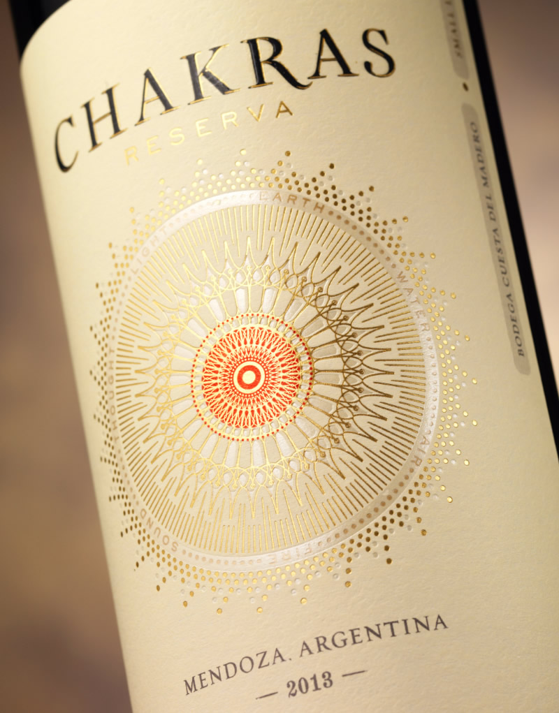 Chakras Wine Packaging Design & Logo Label Detail