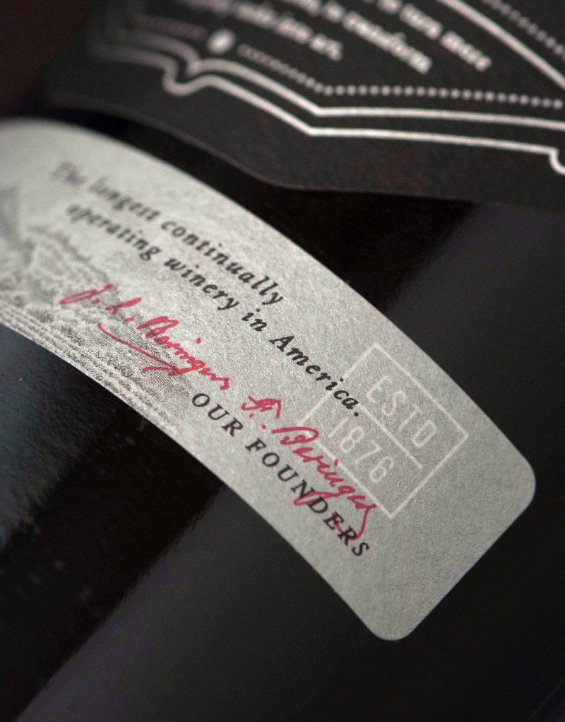 Beringer Founders' Estate Wine Packaging Design & Logo Label Detail