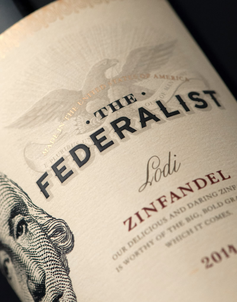 The Federalist Wine Packaging Design & Logo Label Detail