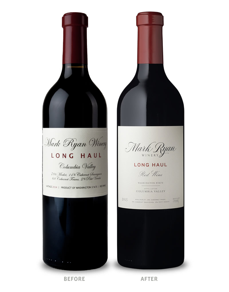 Mark Ryan Packaging Before Redesign on Left & After on Right