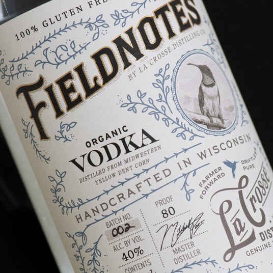 Fieldnotes Corn Vodka Label Design Detail