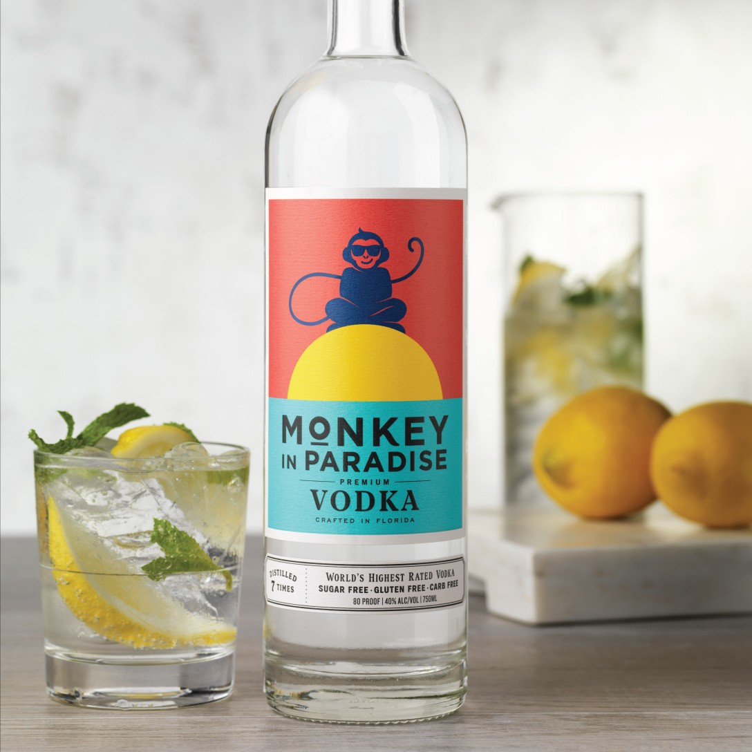 Monkey In Paradise Vodka Packaging Design & Logo