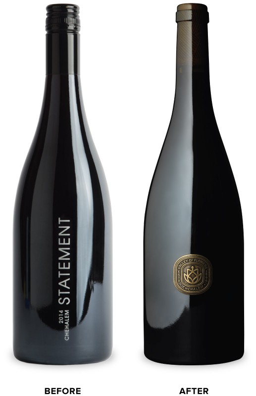 Chehalem Signature Wine Packaging Before Redesign on Left & After on Right
