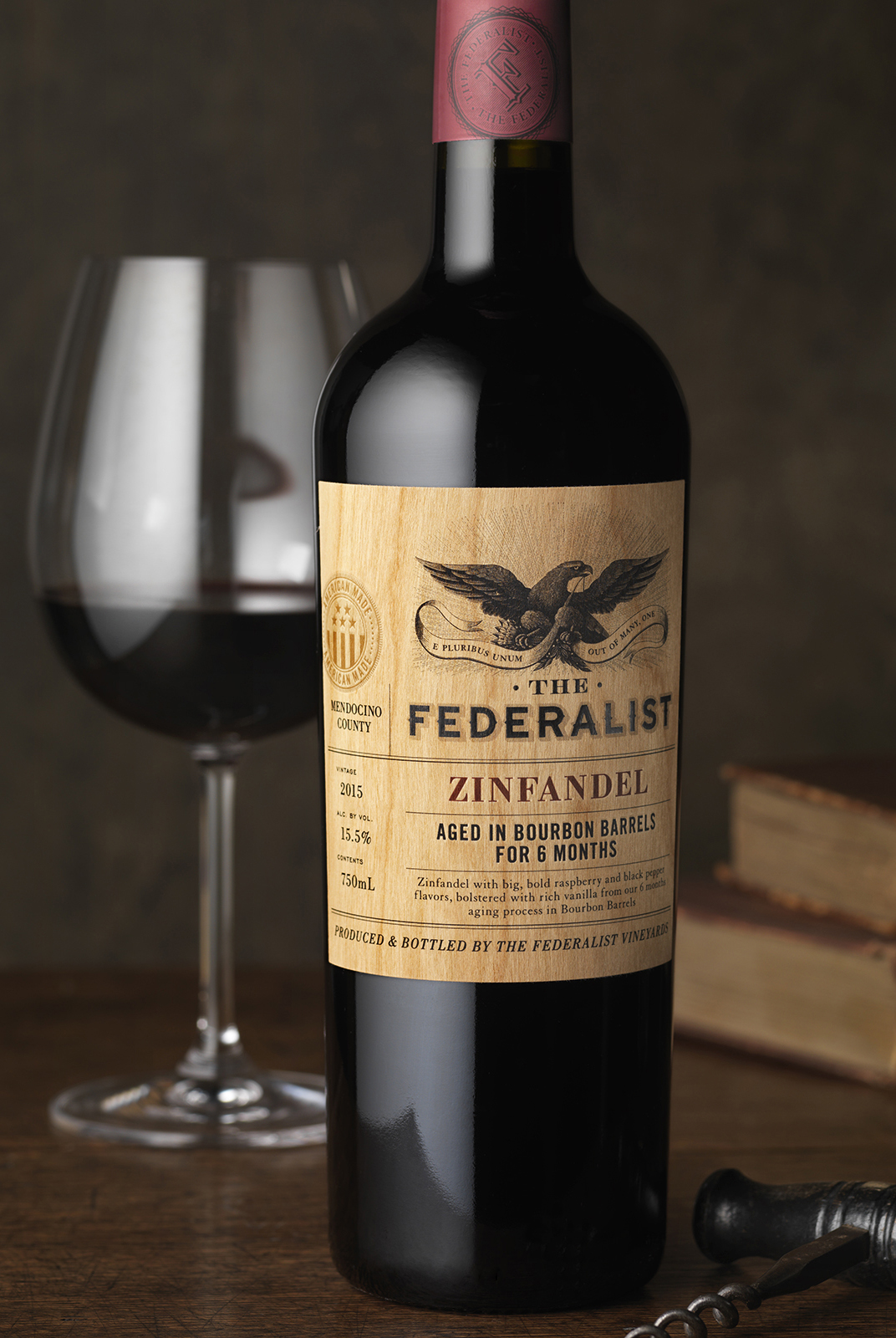 The Federalist Bourbon Barrel Aged Wine Packaging Design & Logo