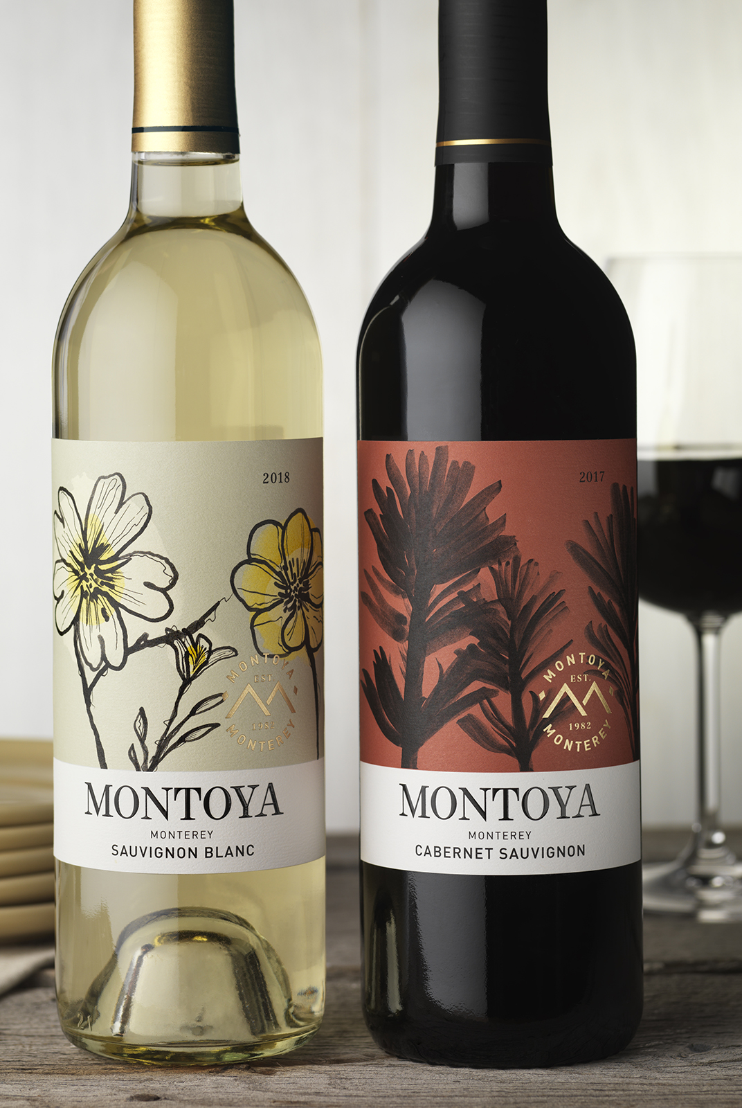 Montoya Sauvignon Blanc & Cabernet Sauvignon Wine Packaging Design & Logo