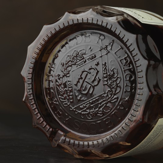 Olde Raleigh Distillery Whiskey Bottle Cartouche Design Detail