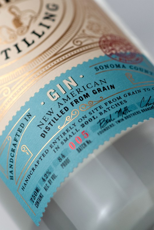 Sonoma Brothers Distilling Gin Label Design Detail