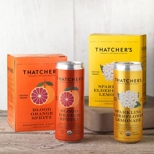 Thatcher's Organic Canned Cocktail Packaging Design & Logo