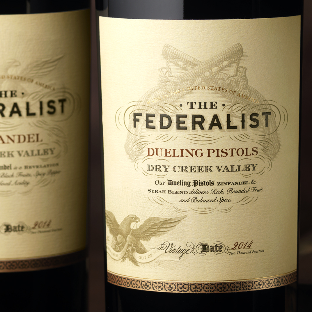The Federalist Dueling Pistols Wine Label Design Detail