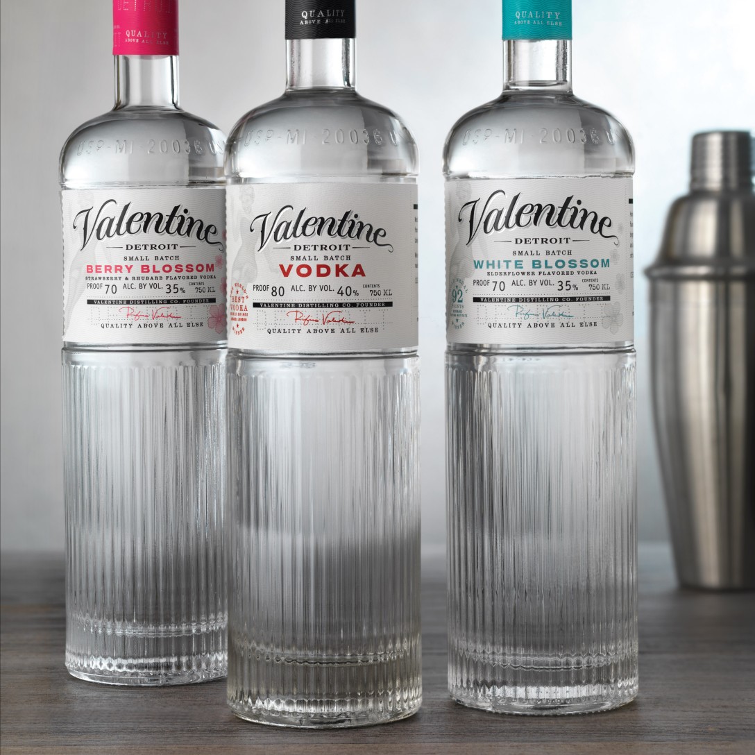 Valentine Distilling Co. Vodka Packaging Design & Logo