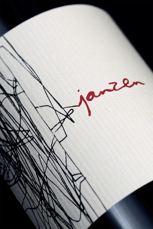 Janzen Estate with Red Logo Wine Label Design Detail