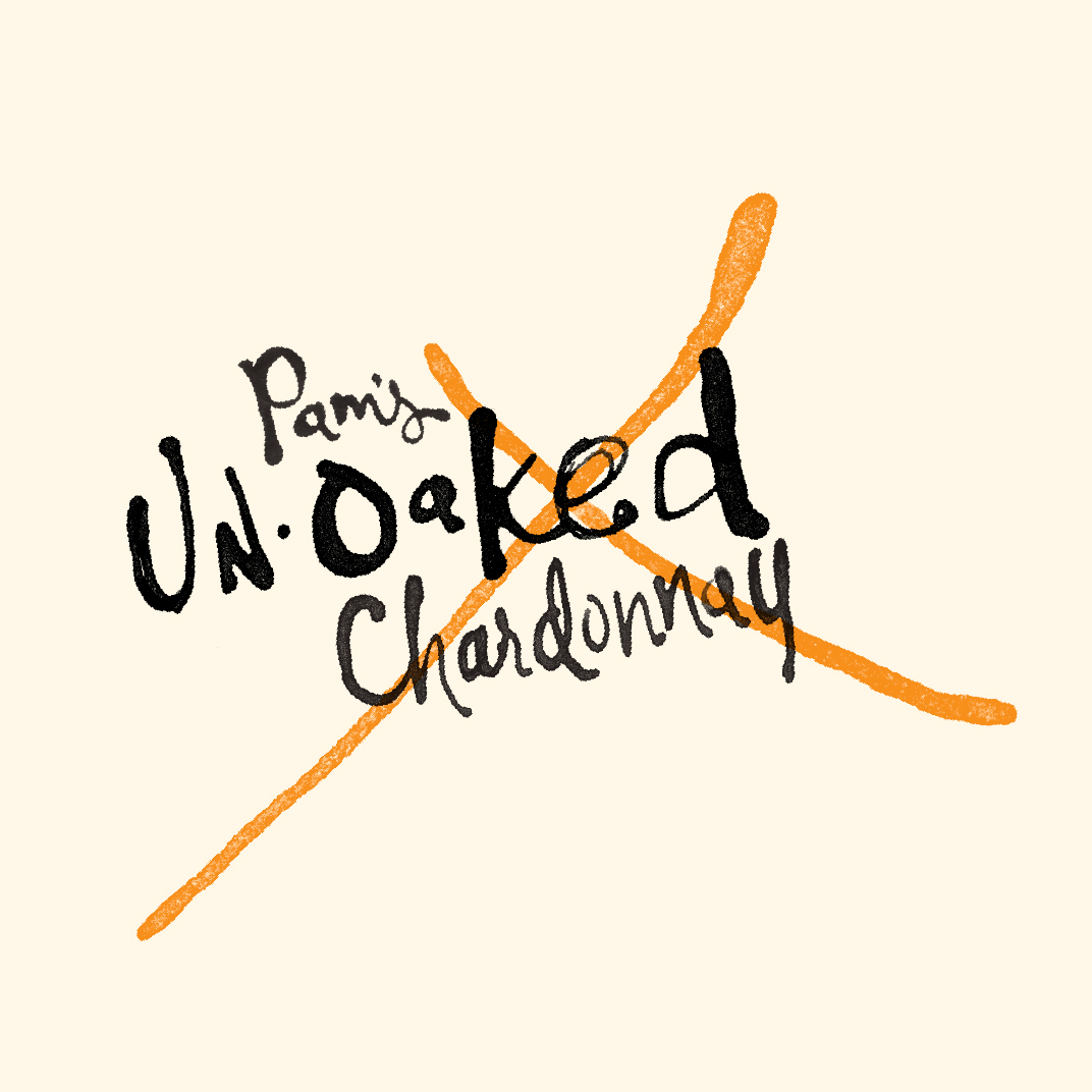 Pam’s Unoaked Chardonnay Wine Logo Design