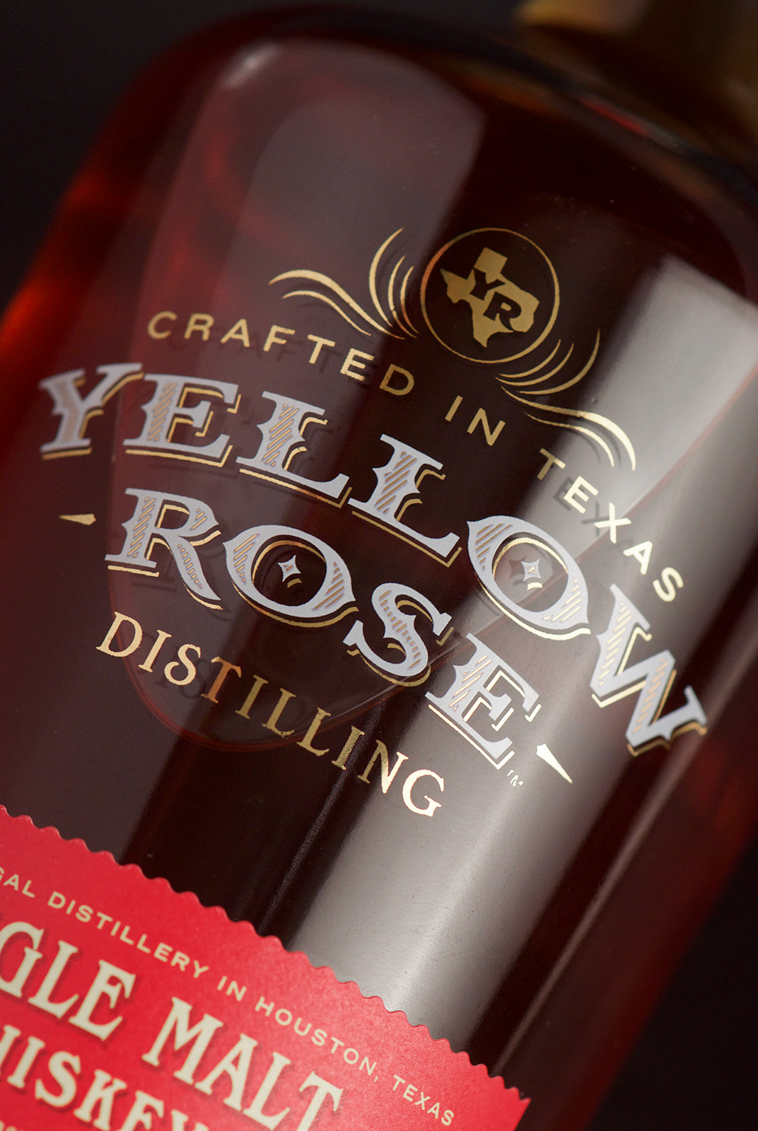 Yellow Rose Distilling Screenprint Label Design Detail