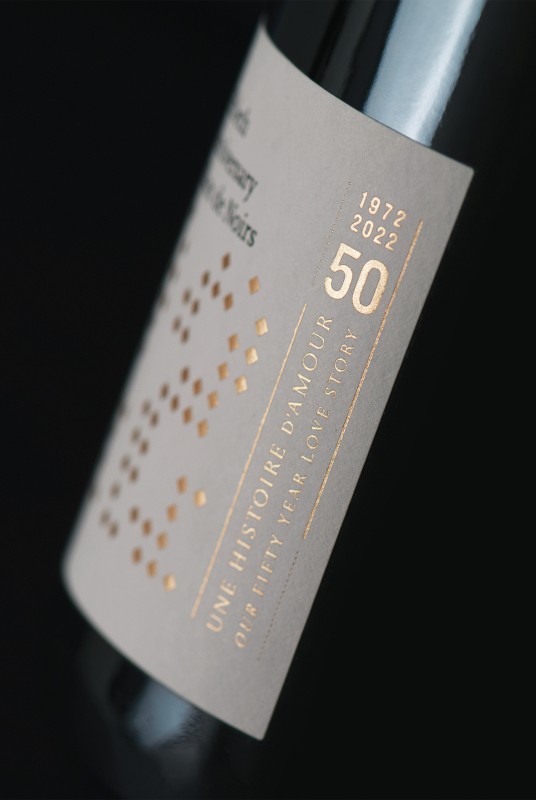 Clos du Val 50th Anniversary Sparkling Wine Side Label Design Detail