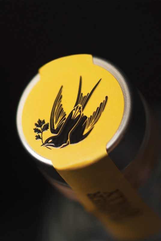 Feather & Folly Gin Top Strip Label Design Detail