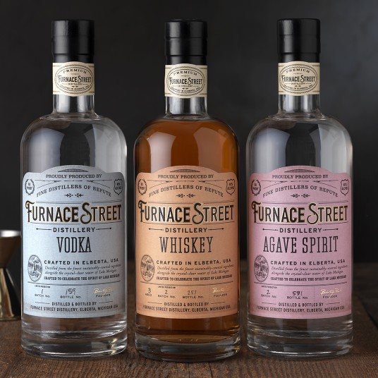 Furnace Street Distillery Spirits Family Packaging Design & Logo