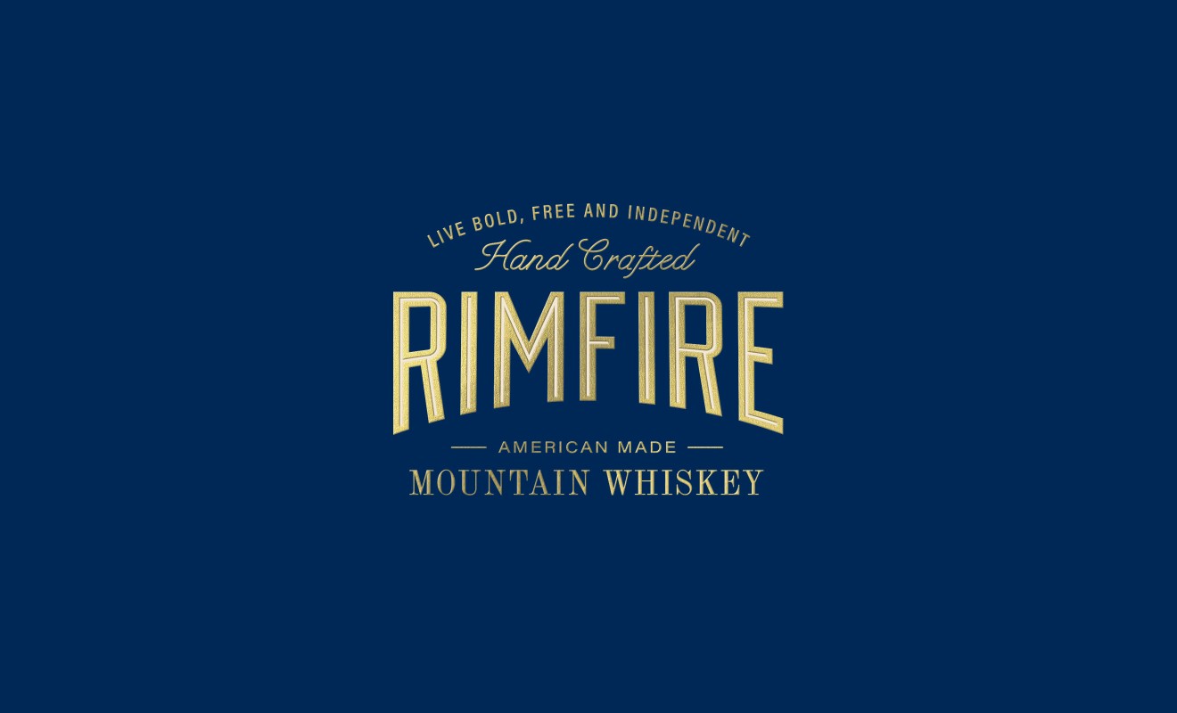 Rimfire Whiskey Wordmark Lock Up Logo Design