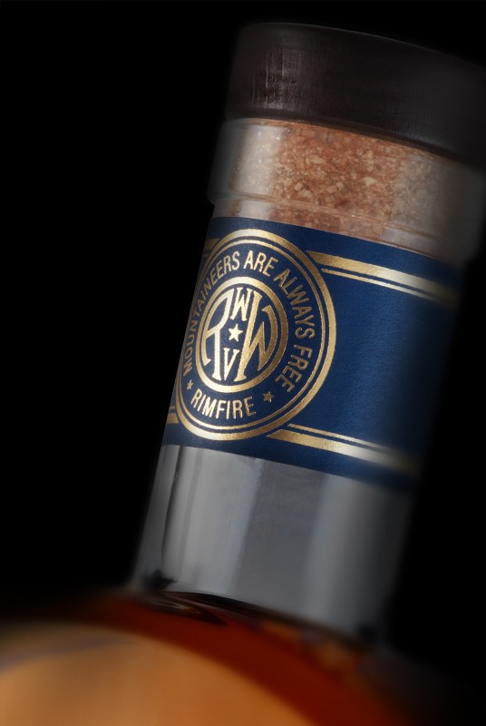 Rimfire Whiskey Neck Label Design Detail