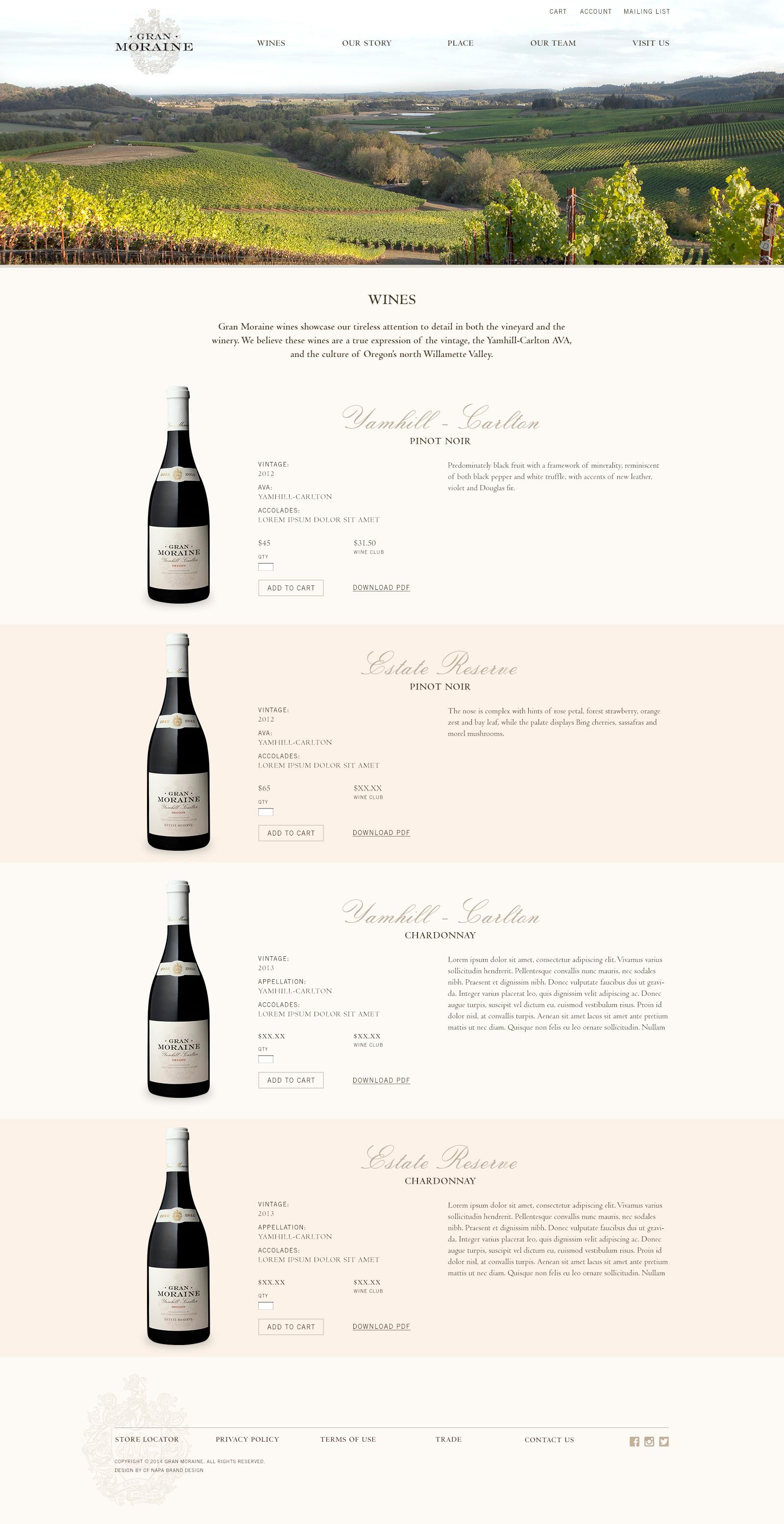 Gran Moraine Wine Design | CF Napa Brand Design