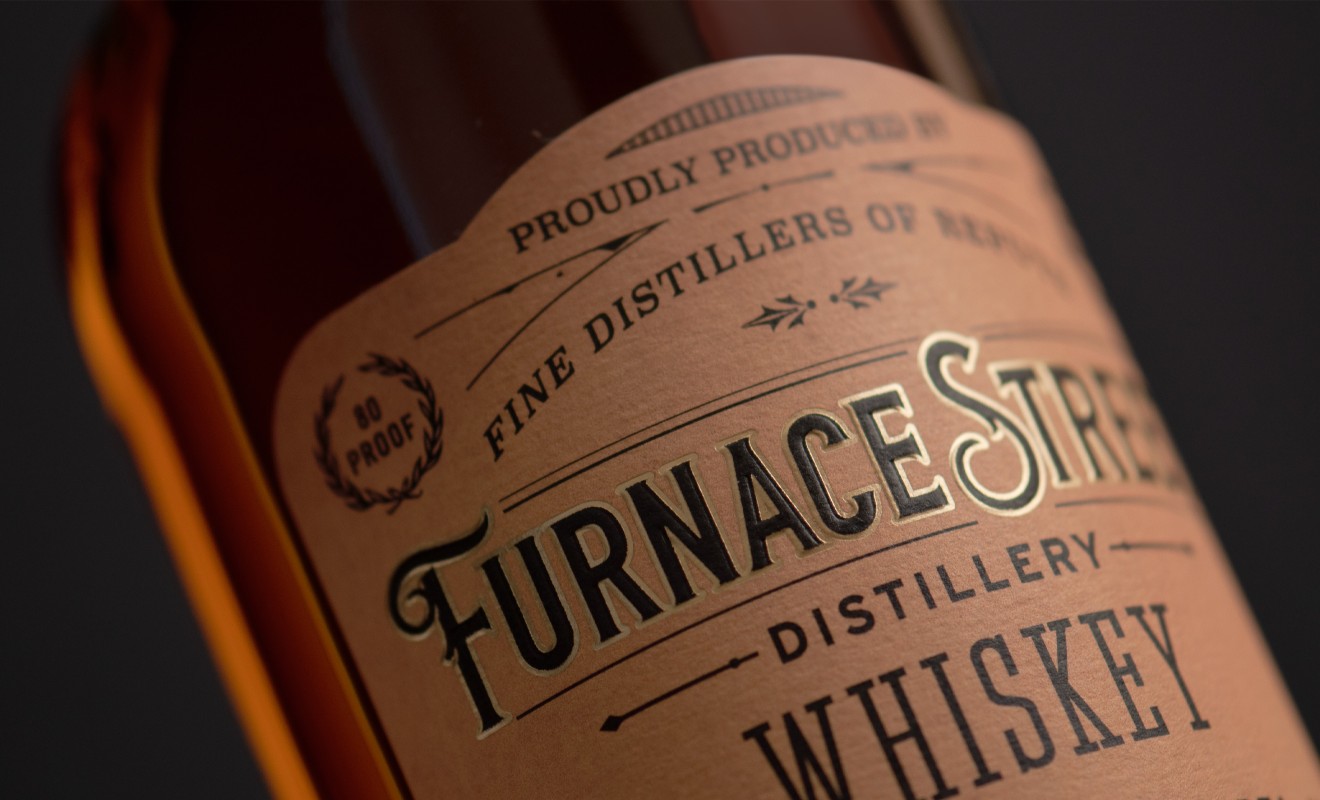 Furnace Street Distillery Spirits Packaging Wordmark Design Detail