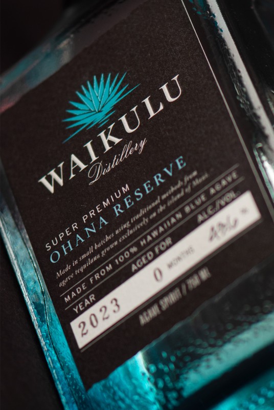 Waikulu Distillery Ohana Reserve Agave Spirit Label Design Detail