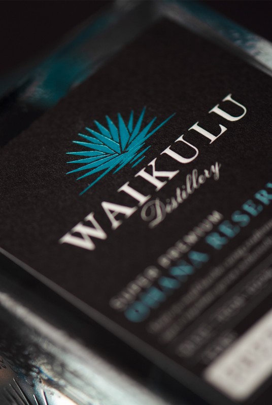 Waikulu Distillery Ohana Reserve Agave Spirit Wordmark Design Detail