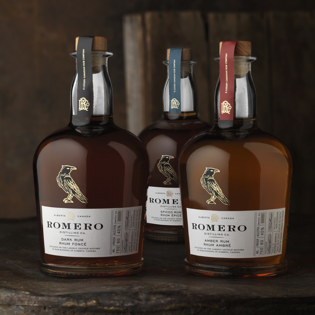 Romero Distilling Rum Packaging Design