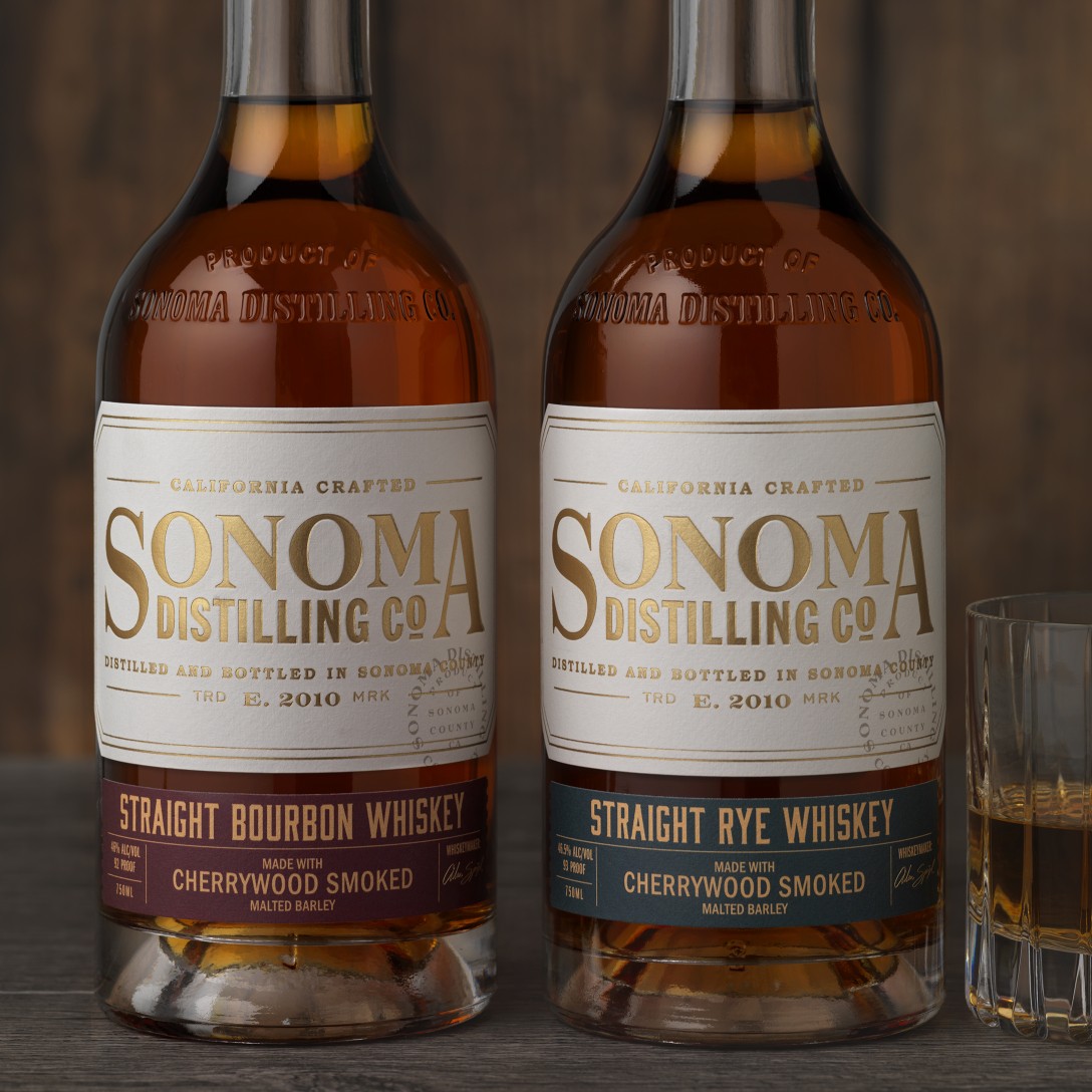 Sonoma Distilling Cherrywood Whiskey Packaging Design