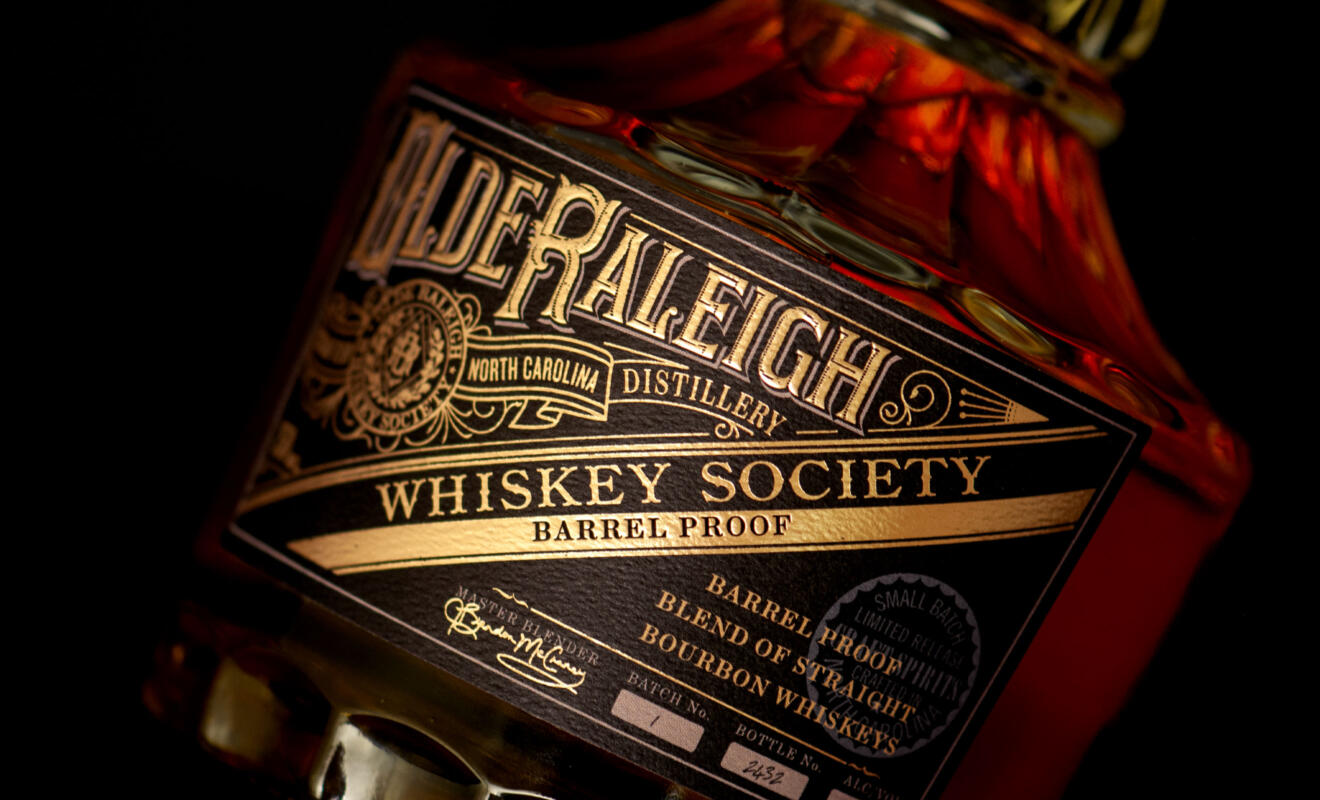 Olde Raleigh Barrel Proof Bourbon Whiskeys Spirits Packaging Design Label Detail