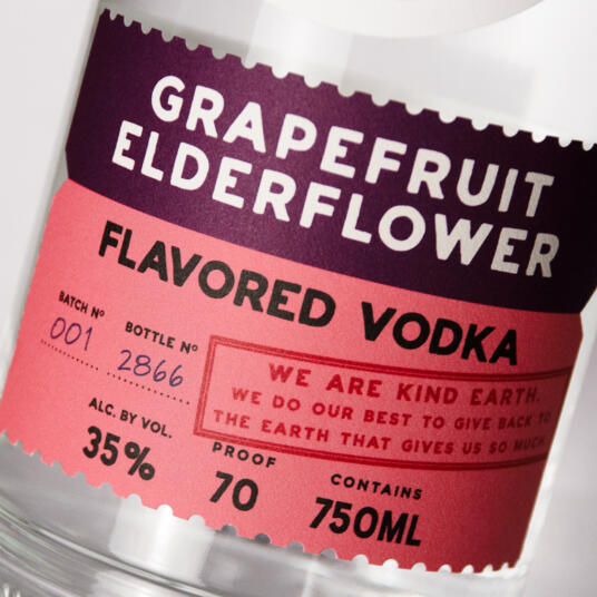 Kind Earth Grapefruit Elderflower Spirits Packaging Label Design Detail