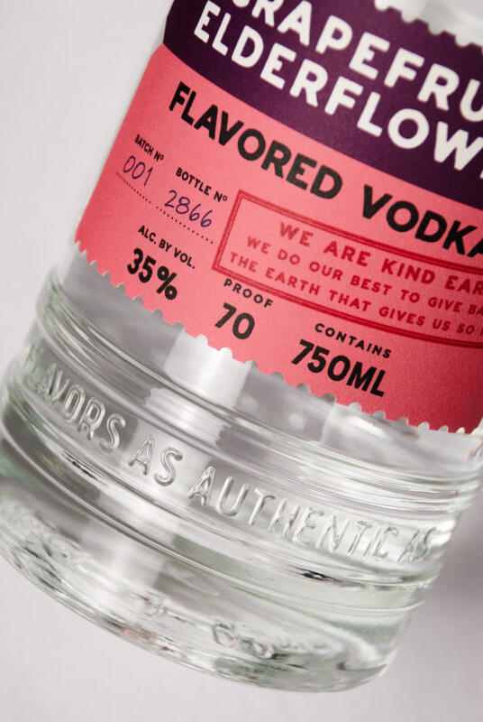 Kind Earth Grapefruit Elderflower Spirits Packaging Label Design Detail
