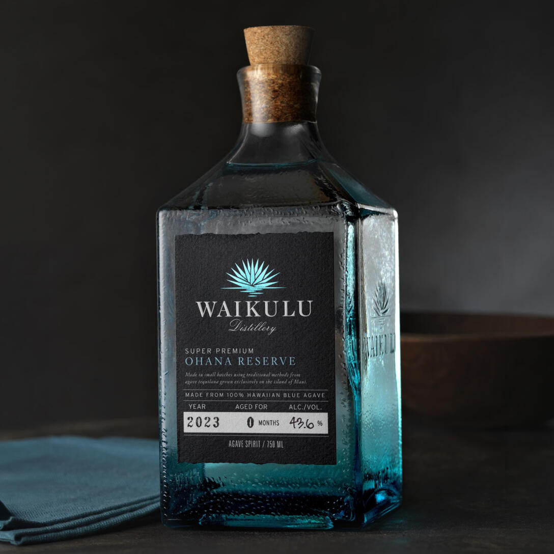Waikulu Distillery Ohana Reserve Agave Spirit Packaging Design & Logo